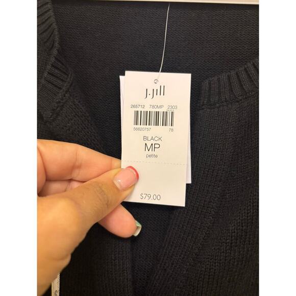 J. Jill Button Down Cotton Blend Black Cardigan Medium Petite NWt - Picture 4 of 4